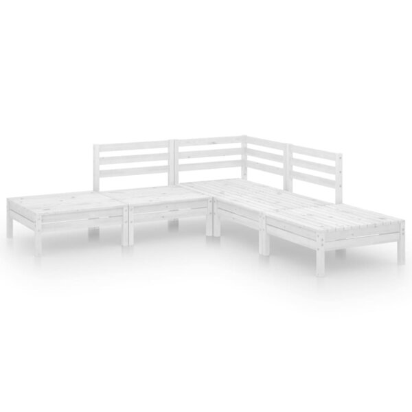 vidaXL Salon de jardin 5 Pièces Bois de pin massif Blanc
