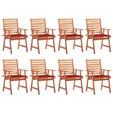 vidaXL Chaises à dîner d'extérieur 8 Pièces avec coussins Acacia massif