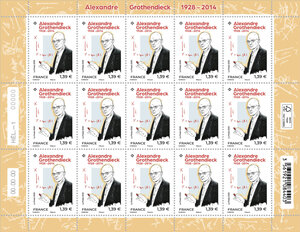 Feuille de 15 timbres - Alexandre Grothendieck - Lettre verte