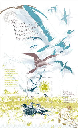Bloc de 1 timbre TAAF - Restauration écologique - RECI