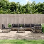 vidaXL Salon de jardin 8 Pièces avec coussins anthracite résine tressée