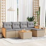 vidaXL Salon de jardin avec coussins 6 Pièces beige résine tressée