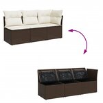 vidaXL Canapé de jardin avec coussins 3 places brun résine tressée