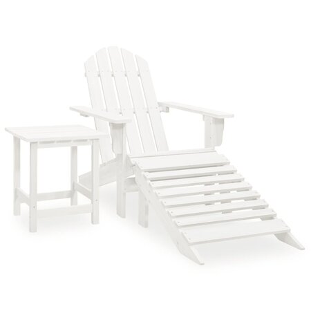 vidaXL Chaise de jardin Adirondack avec pouf et table Sapin Blanc