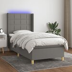 vidaXL Sommier à lattes de lit matelas LED Gris foncé 90x190cm Tissu