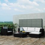 vidaXL Salon de jardin 6 Pièces avec coussins résine tressée noir