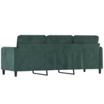 vidaXL Canapé à 3 places Vert foncé 180 cm Velours