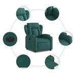 vidaXL Fauteuil inclinable électrique Vert foncé Tissu