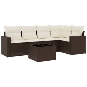 vidaXL Salon de jardin avec coussins 6 Pièces marron résine tressée