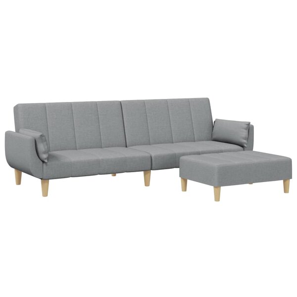 vidaXL Canapé-lit à 2 places avec repose-pied gris clair tissu