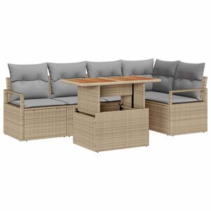 vidaXL Ensemble de canapé de jardin 6 Pièces Beige Poly rotin