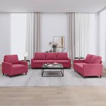 vidaXL Ensemble de canapés 3 Pièces avec coussins Rouge bordeaux Velours