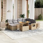 vidaXL Salon de jardin avec coussins 8 Pièces beige résine tressée