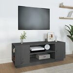 vidaXL Meuble TV Gris 110x35x40 5 cm Bois de pin massif