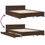 vidaXL Cadre de lit et tiroirs chêne marron 150x200 cm bois ingénierie