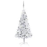 vidaXL Arbre de Noël artificiel pré-éclairé/boules argenté 120 cm PET