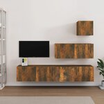 vidaXL Ensemble de meubles TV 4 Pièces Chêne fumé Bois d'ingénierie