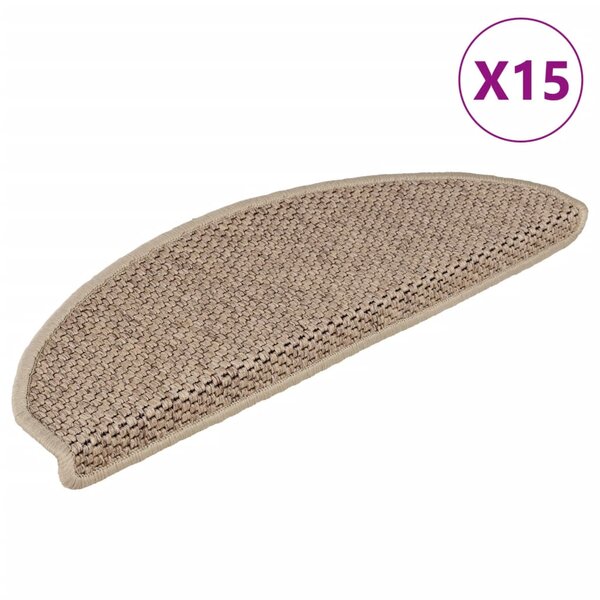 vidaXL Tapis d'escalier autocollants 15 Pièces 65x21x4 cm Sable