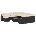 vidaXL Salon de jardin avec coussins 13 Pièces noir résine tressée