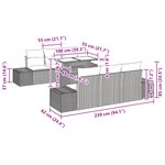 vidaXL Canapé de jardin 7 pièces avec coussins marron en poly rotin