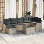 Ensemble de Canapé de Jardin vidaXL 8 pièces Avec Coussins Gris Clair Rattan Poly