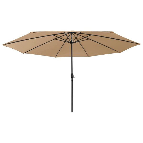 vidaXL Parasol d'extérieur avec LED et mât en métal 400 cm Taupe