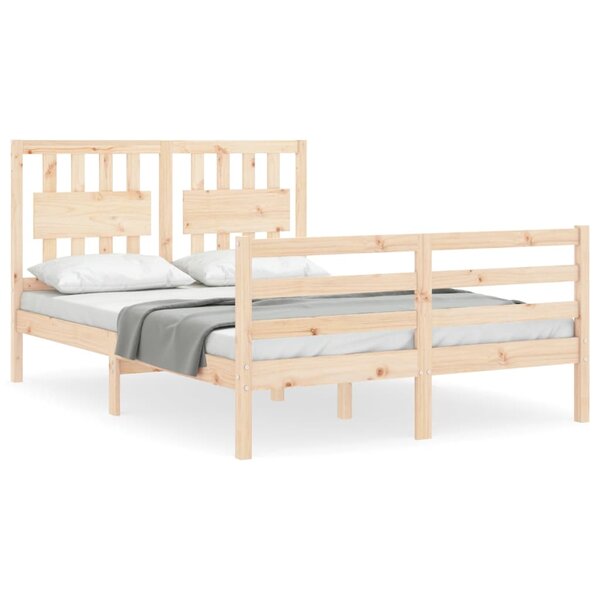 vidaXL Cadre de lit avec tête de lit 140x190 cm bois massif