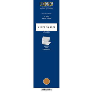Bandes Klemmfix double soudure 210 x 53 mm pour timbres-poste. Fond - Transparent