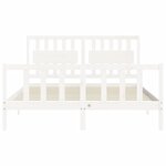 vidaXL Cadre de lit avec tête de lit blanc King Size bois massif