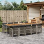 vidaXL Ensemble à manger de jardin 11Pièces avec coussins gris poly rotin