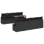 vidaXL Ensemble de 9 Pièces de Canapés de Jardin avec Coussins Noir Poly Rotin