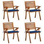 vidaXL Chaises de jardin avec coussins lot de 4 Bois de teck solide