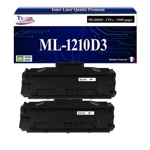 T3AZUR - 2x Toners compatibles avec Samsung ML1210D3 ML-1210D3 pour Samsung ML1010 ML1020 ML1020M ML1210 ML1220M ML1250 ML1430 ML210 ML808 SF515 SF530 SF531P SF535E