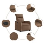 vidaXL Fauteuil inclinable électrique Marron Tissu