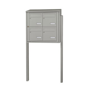 Bloc collectif leabox.com 2x2 grade 3 simple face Extérieur fixation sur pieds à sceller Gris agate RAL 7038 finition brillante