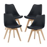 Lot de 4 chaises de salle à manger similicuir hêtre noir 03_0006765