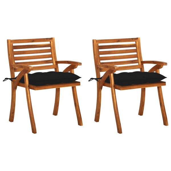 vidaXL Chaises à manger de jardin avec coussins lot de 2 Acacia massif