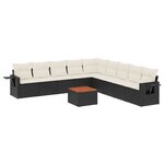 vidaXL Salon de jardin 10 Pièces avec coussins noir résine tressée