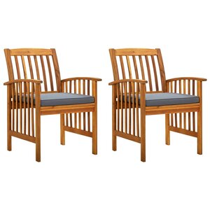 vidaXL Chaises à manger de jardin lot de 2 et coussins acacia massif
