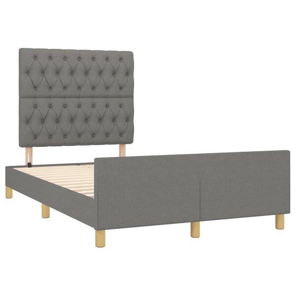 vidaXL Cadre de lit avec tête de lit gris foncé 120x190 cm tissu