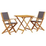 vidaXL Ensemble de bistro 3 Pièces anthracite tissu et bois massif