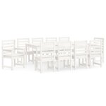 vidaXL Ensemble à dîner de jardin 11 Pièces blanc bois massif de pin