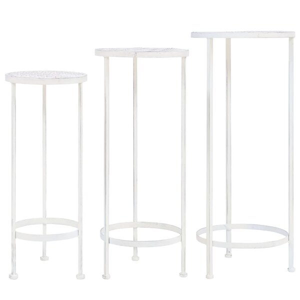 vidaXL Support de plantes 3 Pièces Style vintage Métal Blanc antique