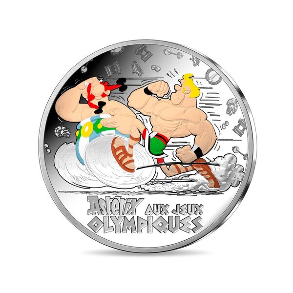 Asterix aux jeux Olympiques - Monnaie de 50€ Argent 5oz colorisée