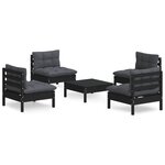 vidaXL Salon de jardin 5 Pièces avec coussins anthracite bois de pin