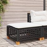 vidaXL Tabouret de jardin et coussin noir 63 5x56x32 cm résine tressée