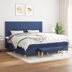 vidaXL Sommier à lattes de lit avec matelas Bleu 200x200 cm Tissu