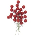 24 Baies rouges décoratives à paillettes 8 cm