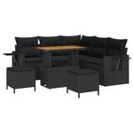 Ensemble de canapés de jardin de 8 pièces avec coussins en rattan noir poly acacia