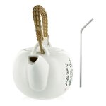 Théière Jiangxi en faïence 1 litre + 4 pailles en inox